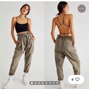 Free People Margate Pleated Trouser in Taupe